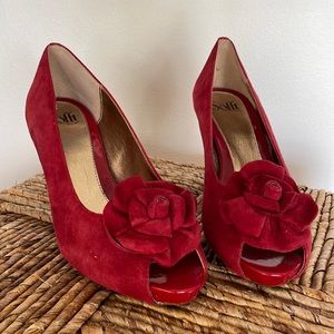 Red Peep Toe Pumps